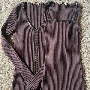 Balmain Chocolate Ribbed Top